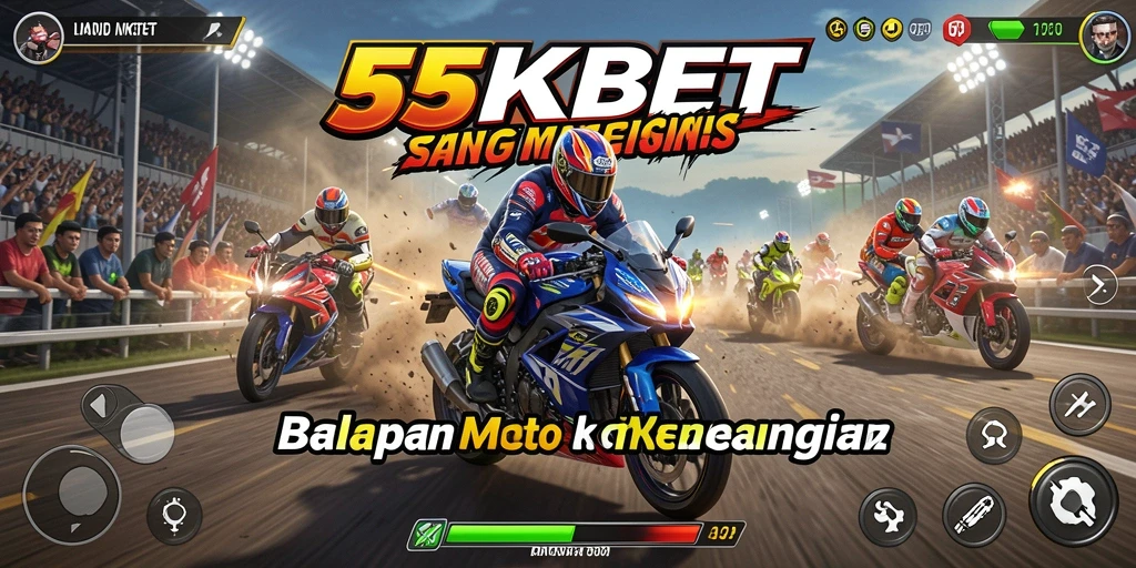 Gambaran gameplay seru di 55KBET dengan balapan motor yang mendebarkan.