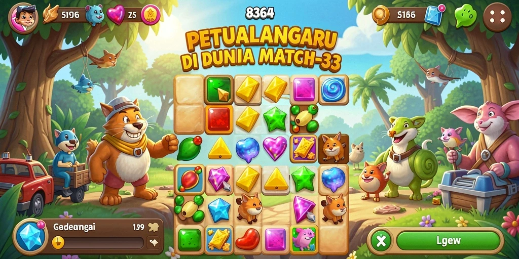 Screenshot 8364 menampilkan gameplay seru dari level Match-3.