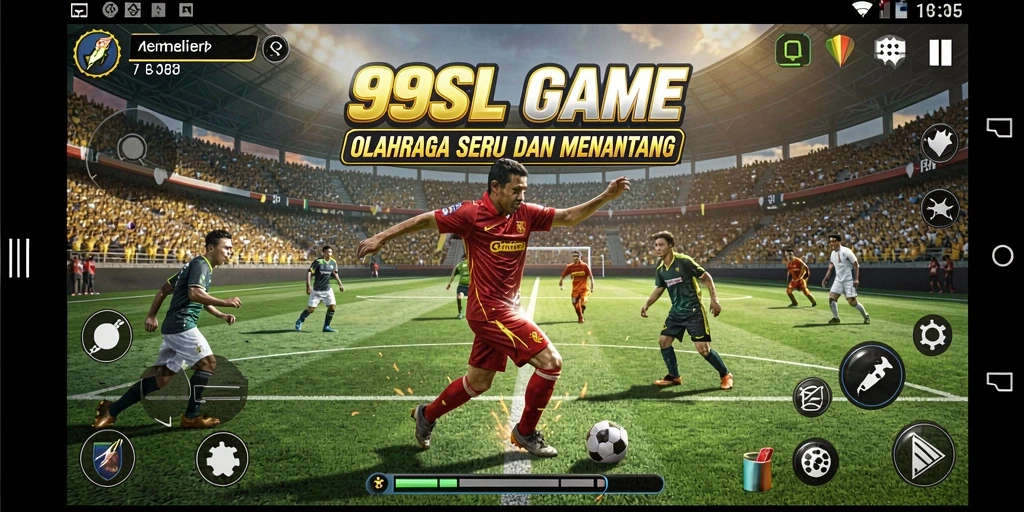 Screenshot menunjukkan pengalaman bermain intens di lapangan olahraga.