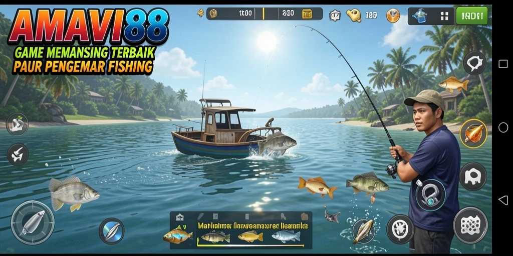Tampilan gameplay memancing yang seru dan interaktif di AMAVI88.