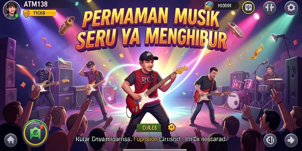 Screenshot utama menunjukkan gameplay seru dari ATM138 dengan musik yang menggugah semangat.