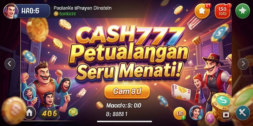 Tangkapan layar utama CASH777 menampilkan aksi petualangan seru.