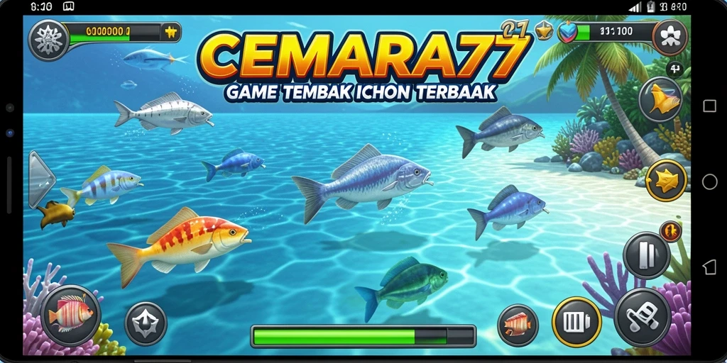 Tampilan permainan CEMARA77 dengan aksi tembak ikan yang seru.