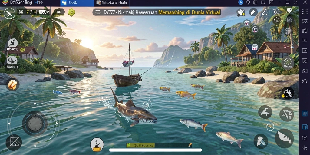 Tampilan gameplay DY777 yang seru saat memancing ikan.