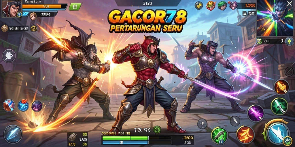 Tampilan gameplay GACOR78 dengan pertarungan yang intens.