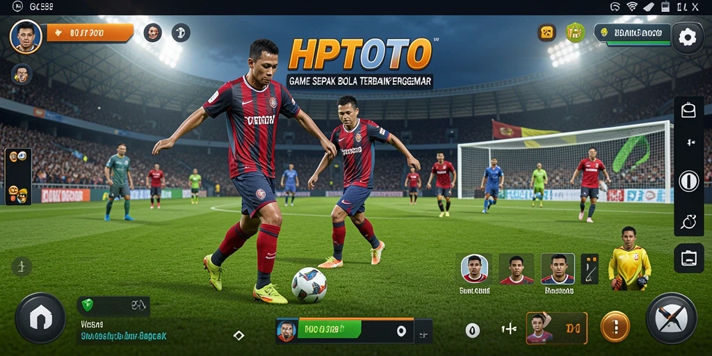Tampilan gameplay HPTOTO dengan aksi sepak bola yang mendebarkan.