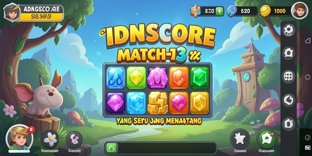 Tampilan gameplay seru dari IDNSCORE dengan tantangan Match-3.