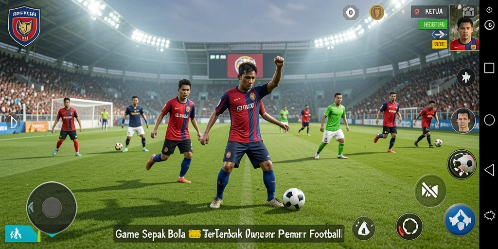 Tampilan gameplay KETUA yang mendebarkan di lapangan sepak bola.