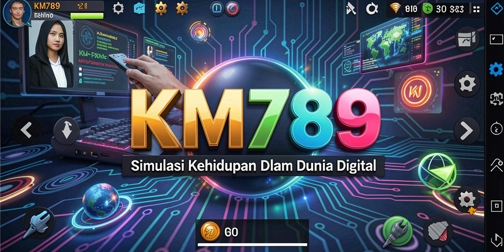 Screenshot gameplay KM789 menampilkan interaksi karakter dalam dunia simulasi.