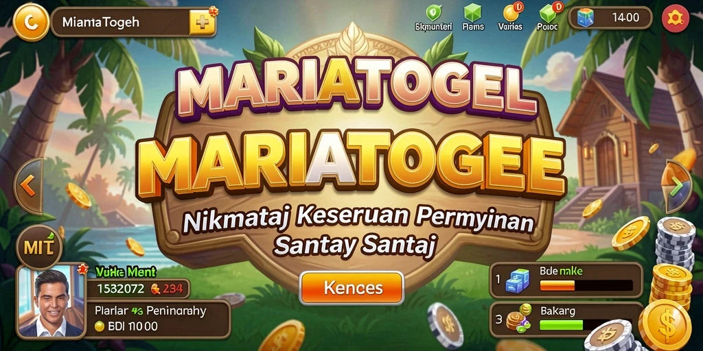 Tampilan gameplay MARIATOGEL dengan elemen-elemen menarik.