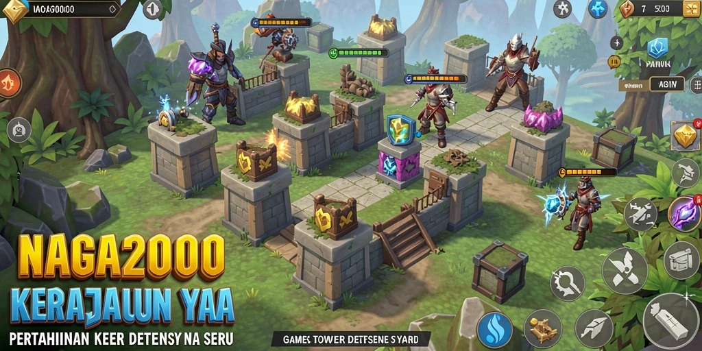 Tangkapan layar NAGA2000 menampilkan pertarungan seru dalam game Tower Defense.
