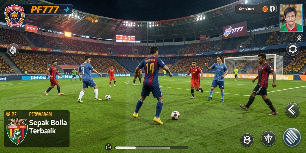 Tampilan aksi mendebarkan dalam game sepak bola PF777.