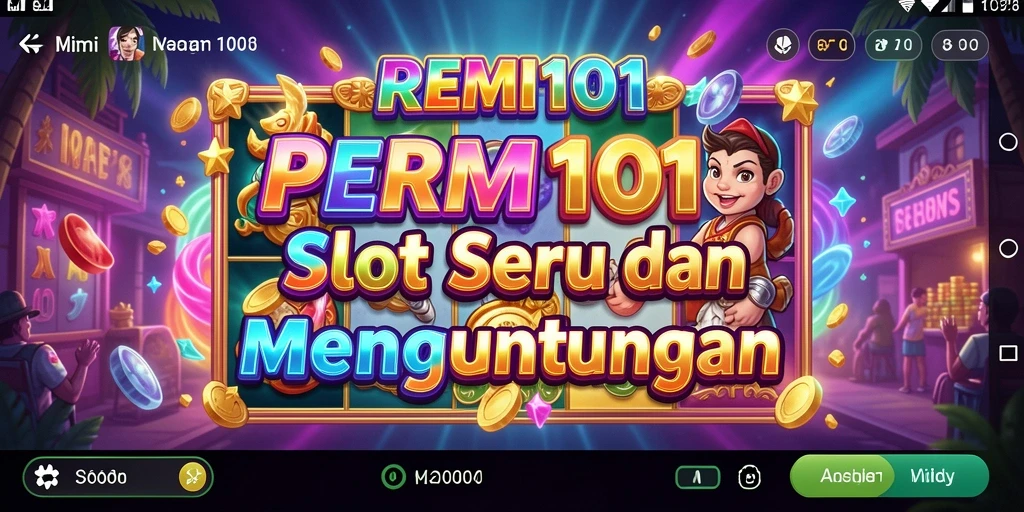 Tampilan gameplay REMI101 yang menarik dengan simbol slot yang berwarna-warni.