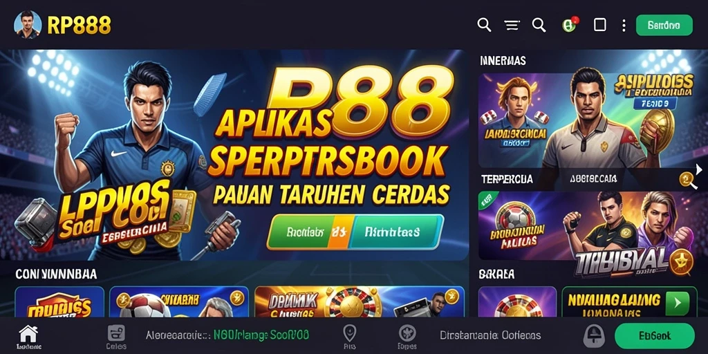 Screenshot utama RP888 menampilkan tampilan taruhan olahraga yang menarik.