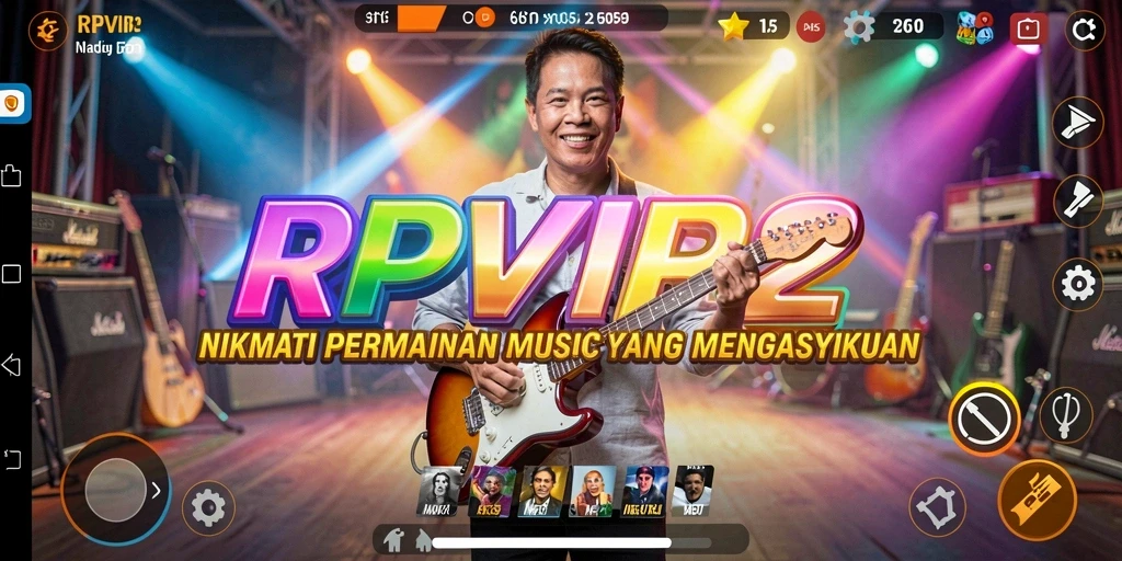 Gameplay RPVIP2 yang penuh warna dan interaktif dalam permainan musik.