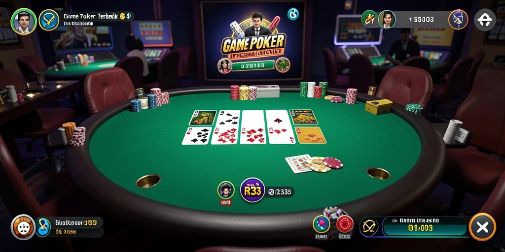 Screenshot gameplay RR33 saat pertandingan poker intens.