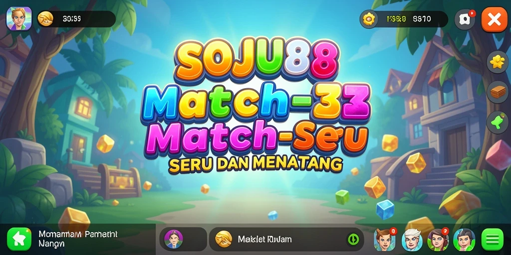 Screenshot gameplay seru dari SOJU88 yang penuh tantangan Match-3.