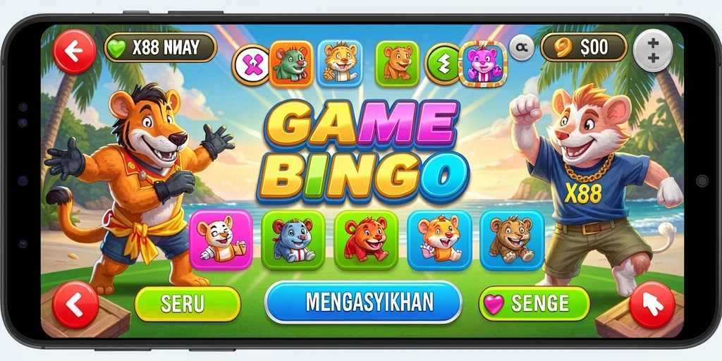 Tampilan gameplay seru dalam X88 dengan suasana Bingo yang penuh semangat.